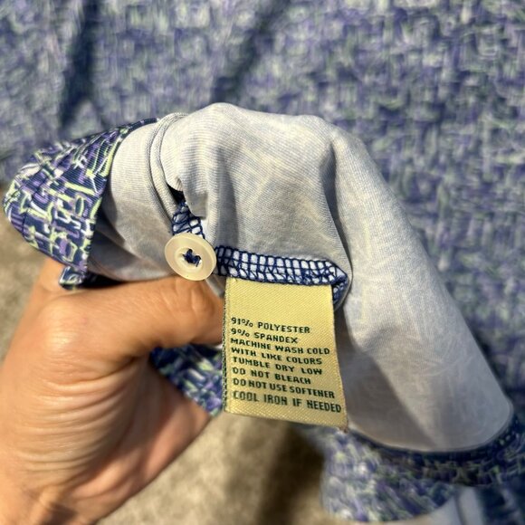 Donald Ross Sportswear Men's Size L Blue Patterned Polo Golf Shirt - Picture 9 of 11